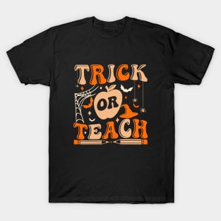 Groovy Halloween Trick Or Teach Ghost Teacher Student T-Shirt